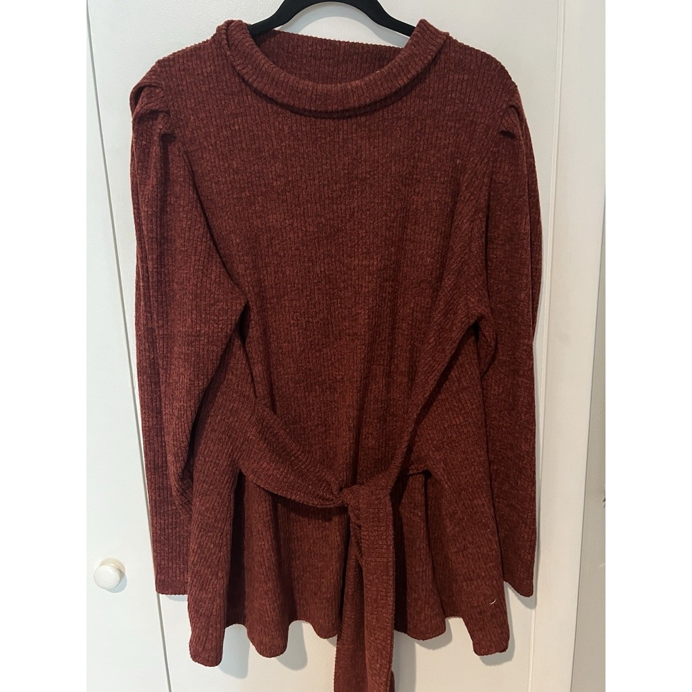 Livd L I V D Womens Catriona Waist Tie Sweater Deep Red Plus Size‎ 2x Soft Tunic
